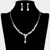 Teardrop Round Stone Cluster Embellished Rhinestone Paved Necklace - Madeline Love - Flyclothing LLC