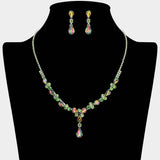 Teardrop Round Stone Cluster Embellished Rhinestone Paved Necklace - Madeline Love - Flyclothing LLC
