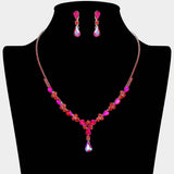 Teardrop Round Stone Cluster Embellished Rhinestone Paved Necklace - Madeline Love - Flyclothing LLC