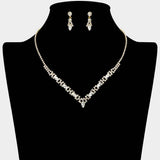 Marquise Stone Cluster Rhinestone Paved V Shape Necklace - Madeline Love - Flyclothing LLC