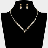 Marquise Stone Cluster Rhinestone Paved V Shape Necklace - Madeline Love - Flyclothing LLC