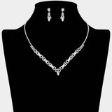 Marquise Stone Cluster Rhinestone Paved V Shape Necklace - Madeline Love - Flyclothing LLC