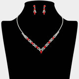 Marquise Stone Cluster Rhinestone Paved V Shape Necklace - Madeline Love - Flyclothing LLC