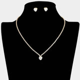 CZ Heart Stone Cluster Accent Rhinestone Paved Necklace - Madeline Love - Flyclothing LLC