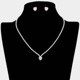 CZ Heart Stone Cluster Accent Rhinestone Paved Necklace - Madeline Love - Flyclothing LLC