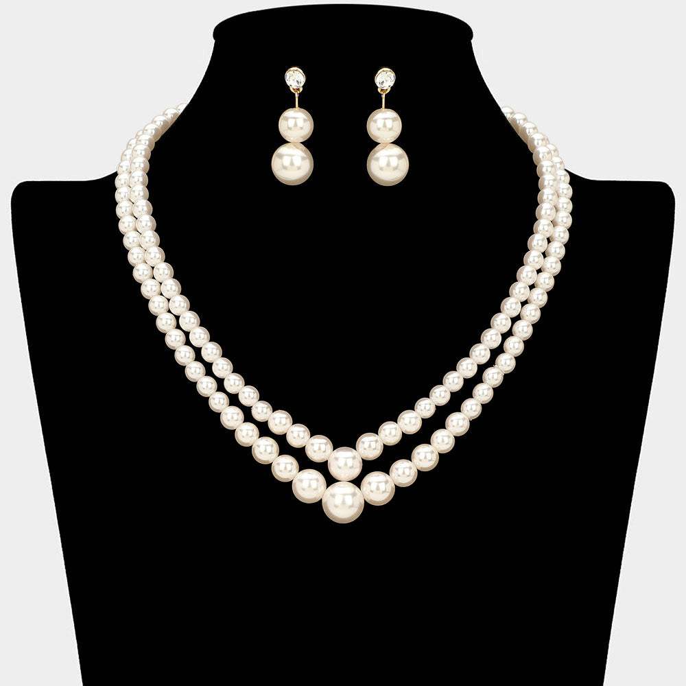 Double Strand Pearl Necklace - Madeline Love - Flyclothing LLC