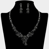Teardrop Stone Cluster Leaf Embellished Necklace - Madeline Love - Flyclothing LLC