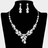 Teardrop Stone Cluster Leaf Embellished Necklace - Madeline Love - Flyclothing LLC
