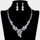 Teardrop Stone Cluster Leaf Embellished Necklace - Madeline Love - Flyclothing LLC