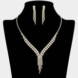 Rhinestone Paved Fringe Statement Necklace - Madeline Love - Flyclothing LLC