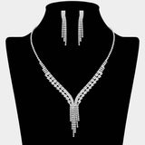 Rhinestone Paved Fringe Statement Necklace - Madeline Love - Flyclothing LLC