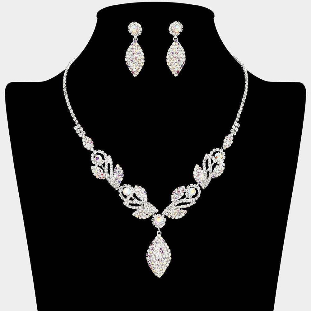 Rhinestone Paved Marquise Drop Necklace - Madeline Love - Flyclothing LLC