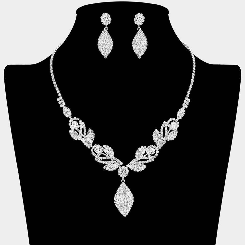 Rhinestone Paved Marquise Drop Necklace - Madeline Love - Flyclothing LLC
