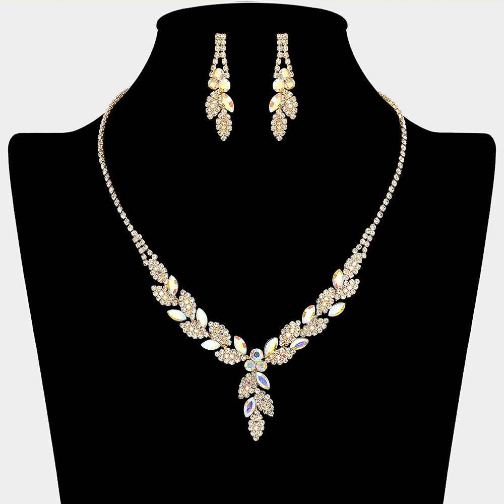 Leaf Rhinestone Paved Necklace - Madeline Love - Flyclothing LLC