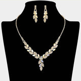 Leaf Rhinestone Paved Necklace - Madeline Love - Flyclothing LLC
