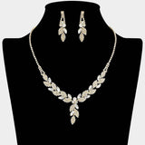 Leaf Rhinestone Paved Necklace - Madeline Love - Flyclothing LLC