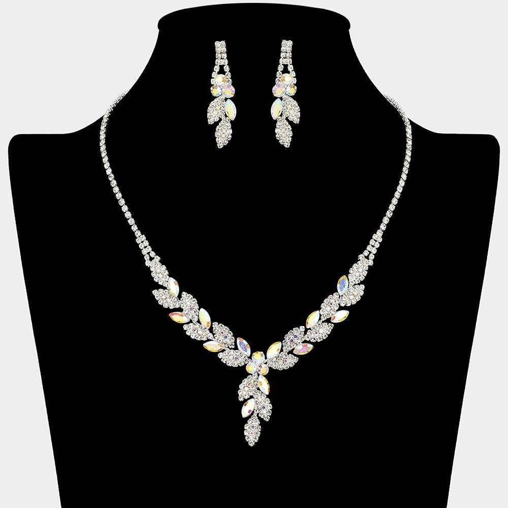 Leaf Rhinestone Paved Necklace - Madeline Love - Flyclothing LLC