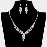 Leaf Rhinestone Paved Necklace - Madeline Love - Flyclothing LLC