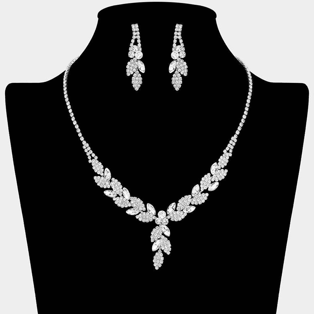 Leaf Rhinestone Paved Necklace - Madeline Love - Flyclothing LLC