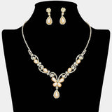 Teardrop Pearl Embellished Rhinestone Paved Necklace - Madeline Love - Flyclothing LLC