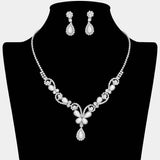 Teardrop Pearl Embellished Rhinestone Paved Necklace - Madeline Love - Flyclothing LLC