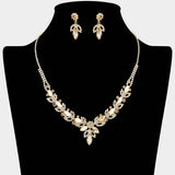 Marquise Stone Cluster Leaf Drop Rhinestone Paved Necklace - Madeline Love - Flyclothing LLC