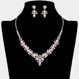 Marquise Stone Cluster Leaf Drop Rhinestone Paved Necklace - Madeline Love - Flyclothing LLC