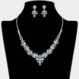 Marquise Stone Cluster Leaf Drop Rhinestone Paved Necklace - Madeline Love - Flyclothing LLC