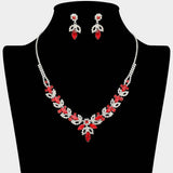 Marquise Stone Cluster Leaf Drop Rhinestone Paved Necklace - Madeline Love - Flyclothing LLC