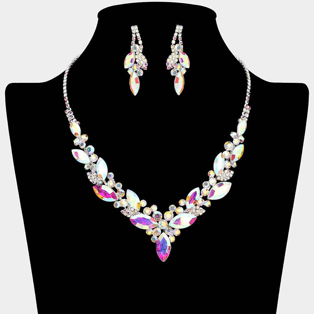 Marquise Stone Cluster Embellished Necklace - Madeline Love - Flyclothing LLC