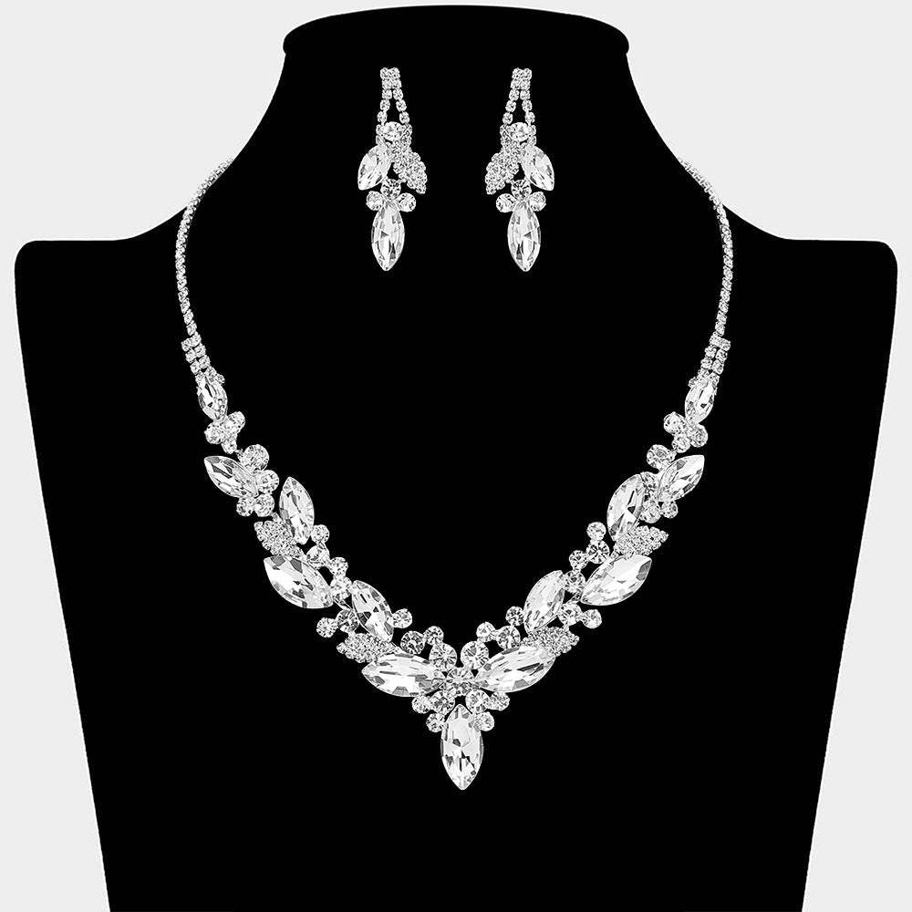 Marquise Stone Cluster Embellished Necklace - Madeline Love - Flyclothing LLC