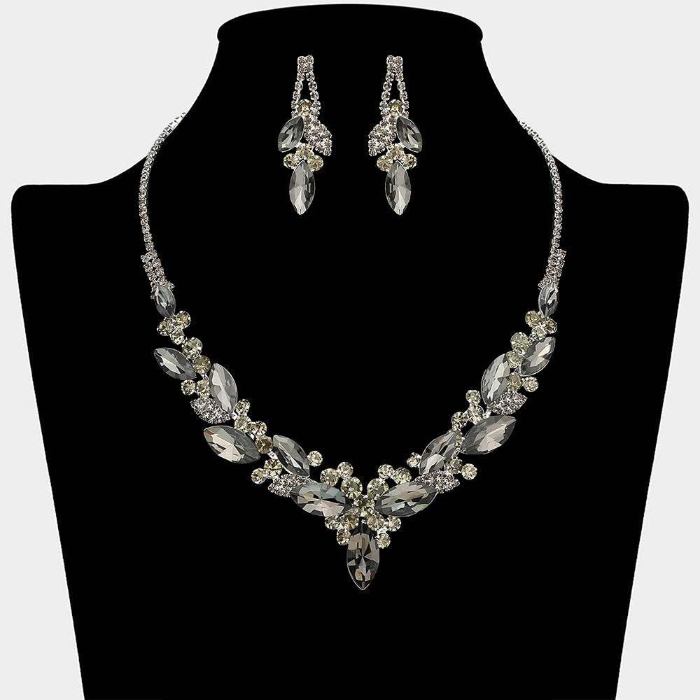 Marquise Stone Cluster Embellished Necklace - Madeline Love - Flyclothing LLC