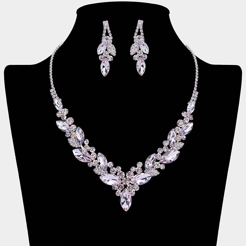 Marquise Stone Cluster Embellished Necklace - Madeline Love - Flyclothing LLC