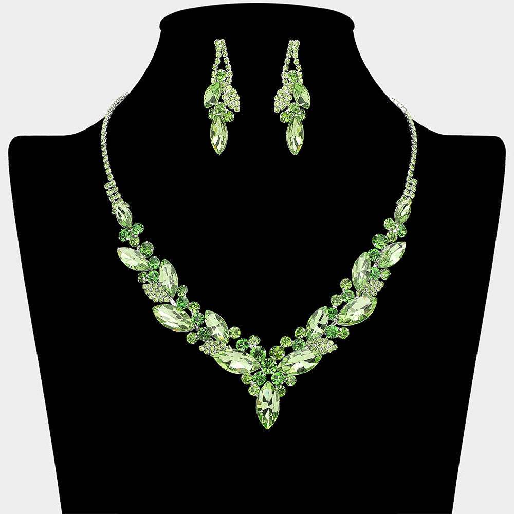 Marquise Stone Cluster Embellished Necklace - Madeline Love - Flyclothing LLC