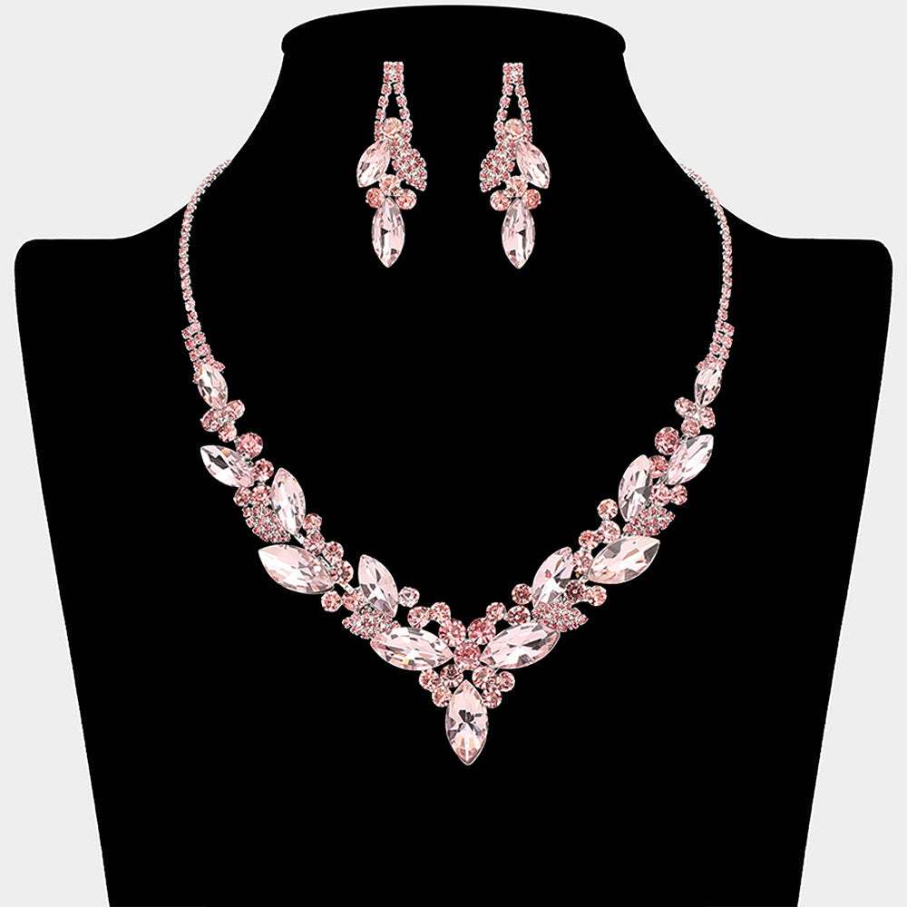 Marquise Stone Cluster Embellished Necklace - Madeline Love - Flyclothing LLC