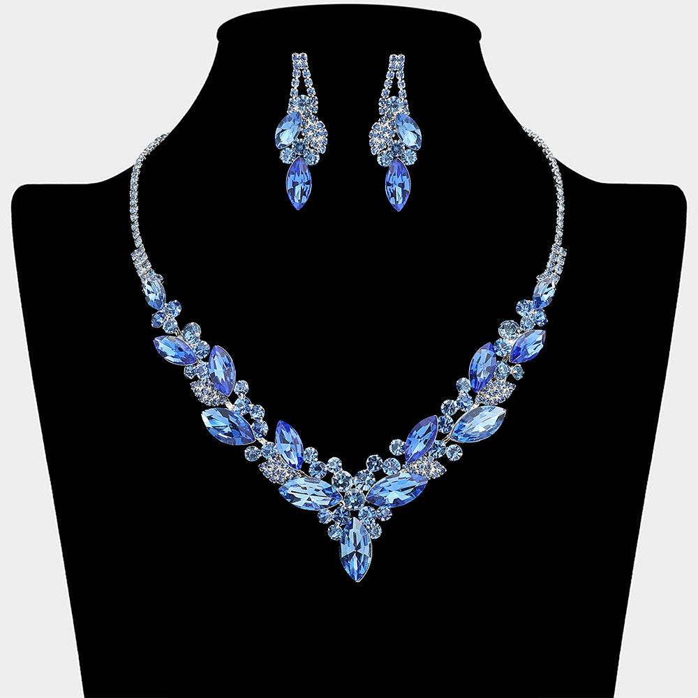 Marquise Stone Cluster Embellished Necklace - Madeline Love - Flyclothing LLC