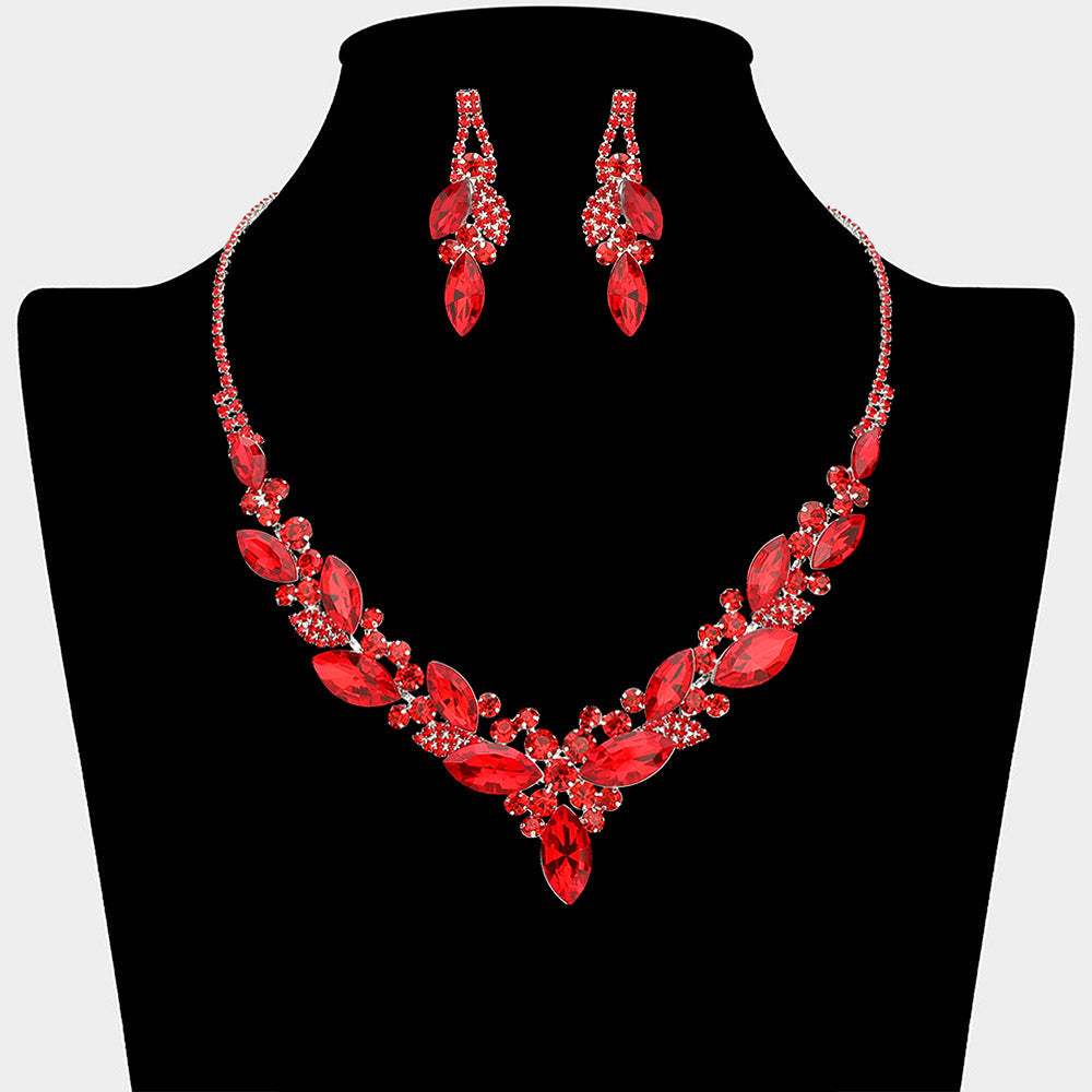 Marquise Stone Cluster Embellished Necklace - Madeline Love - Flyclothing LLC