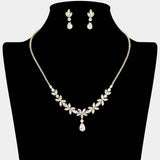Teardrop CZ Stone Cluster Drop Floral Necklace - Madeline Love - Flyclothing LLC