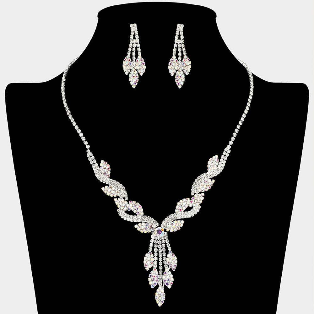 Rhinestone Paved Ornate Drop Necklace - Madeline Love - Flyclothing LLC