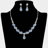 Teardrop Stone Pendant Accent Marquise Flower Stone Cluster Embellished Necklace - Madeline Love - Flyclothing LLC