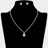 CZ Heart Stone Cluster Pendant Accent RHinestone Pave Necklace - Madeline Love - Flyclothing LLC