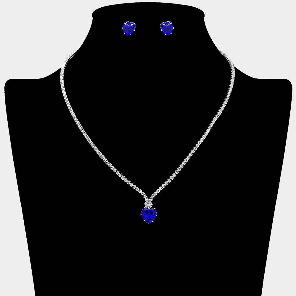 CZ Heart Stone Cluster Pendant Accent RHinestone Pave Necklace - Madeline Love - Flyclothing LLC