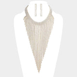 Rhinestone Pave Fringe Choker Necklace - Madeline Love - Flyclothing LLC