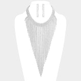 Rhinestone Pave Fringe Choker Necklace - Madeline Love - Flyclothing LLC