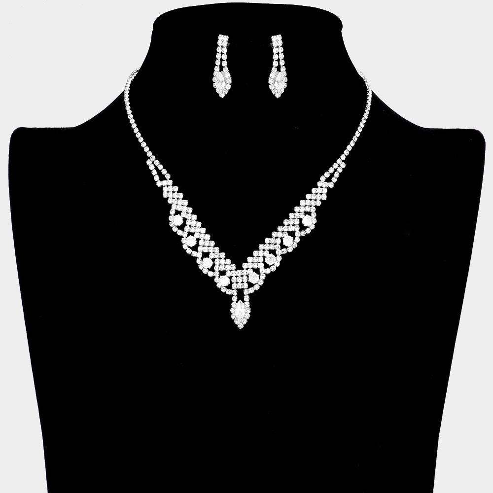 CZ Round Marquise Stone Accented Necklace - Madeline Love - Flyclothing LLC