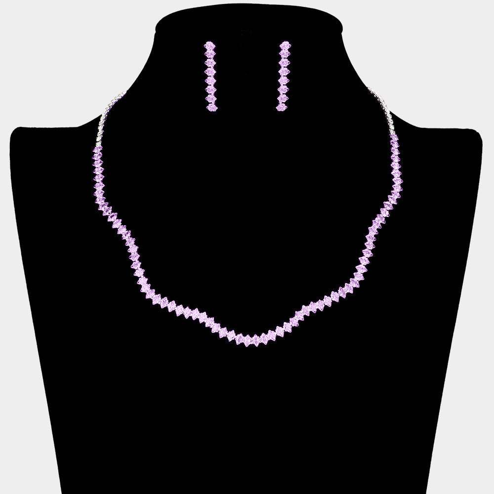 CZ Rhinestone Paved Wavy Necklace - Madeline Love - Flyclothing LLC