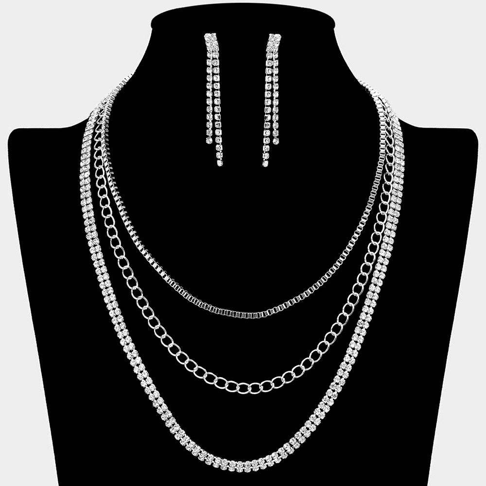 CZ Stone Paved Chain Layered Necklace - Madeline Love - Flyclothing LLC