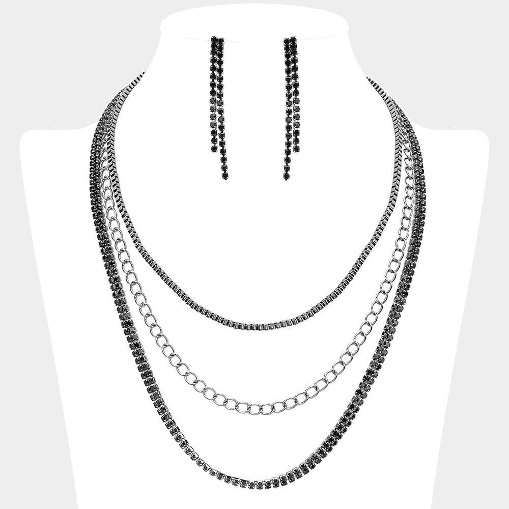 CZ Stone Paved Chain Layered Necklace - Madeline Love - Flyclothing LLC