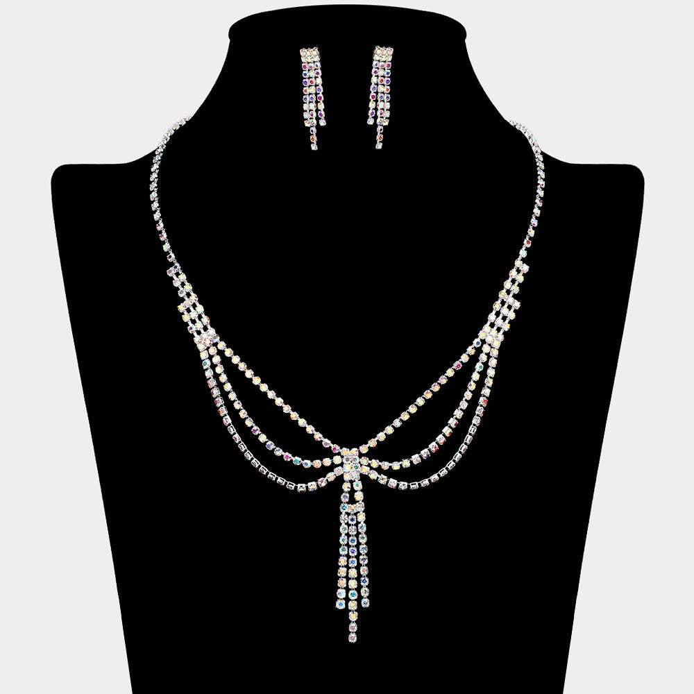 Layered Draped Rhinestone Tassel Necklace - Madeline Love - Flyclothing LLC