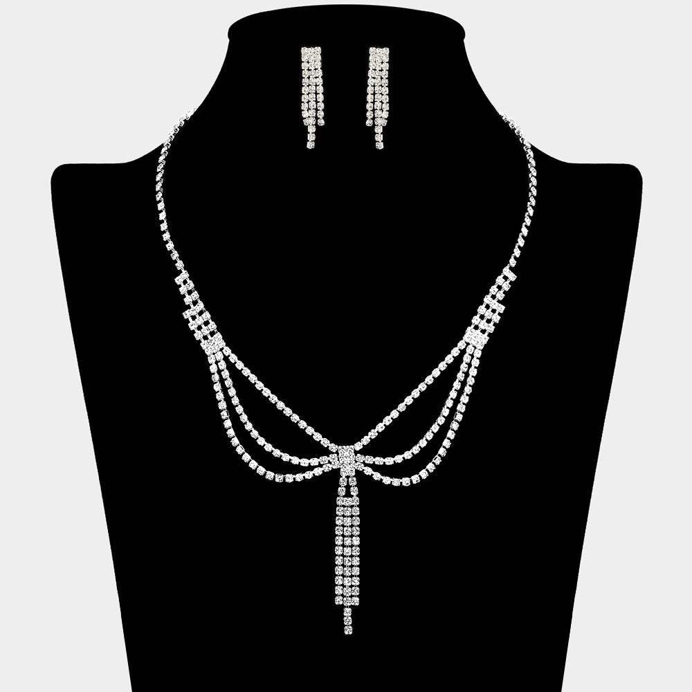 Layered Draped Rhinestone Tassel Necklace - Madeline Love - Flyclothing LLC